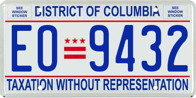 DC license plate EO9432