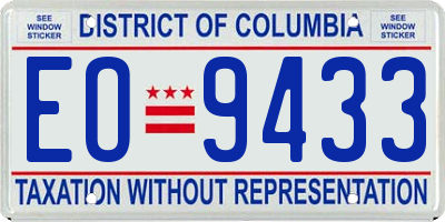 DC license plate EO9433