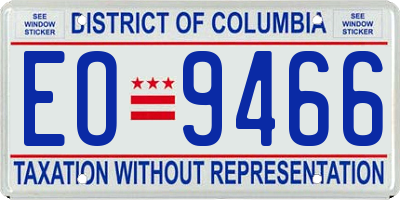 DC license plate EO9466