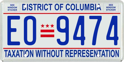 DC license plate EO9474