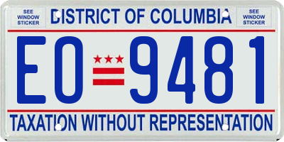 DC license plate EO9481
