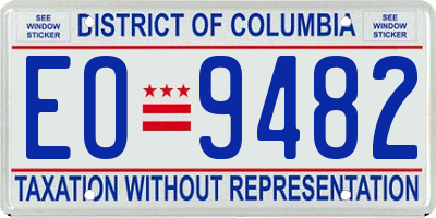 DC license plate EO9482