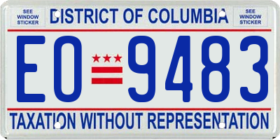 DC license plate EO9483
