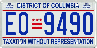 DC license plate EO9490