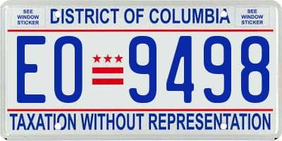 DC license plate EO9498