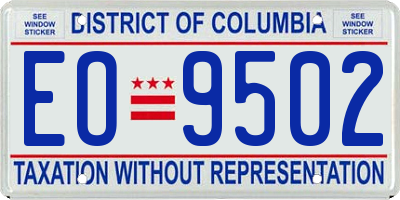 DC license plate EO9502