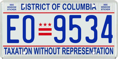 DC license plate EO9534