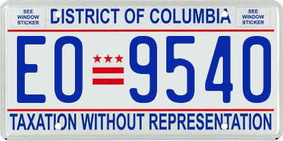 DC license plate EO9540