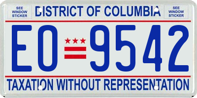 DC license plate EO9542