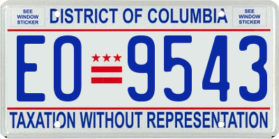 DC license plate EO9543