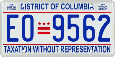 DC license plate EO9562