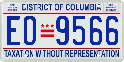 DC license plate EO9566