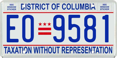DC license plate EO9581