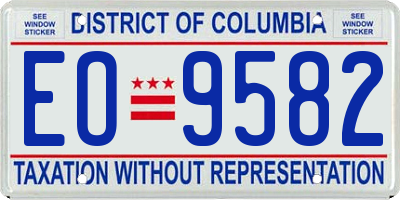 DC license plate EO9582