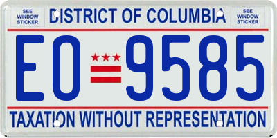 DC license plate EO9585