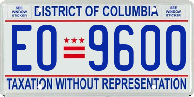 DC license plate EO9600