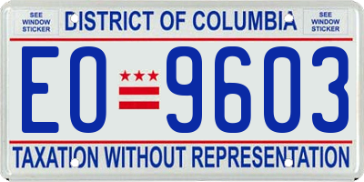 DC license plate EO9603