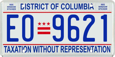 DC license plate EO9621