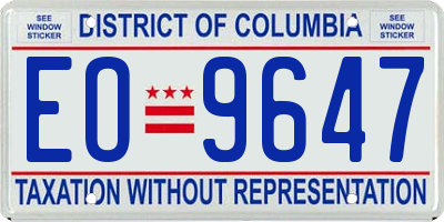 DC license plate EO9647