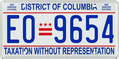 DC license plate EO9654