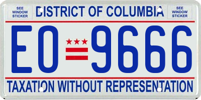 DC license plate EO9666