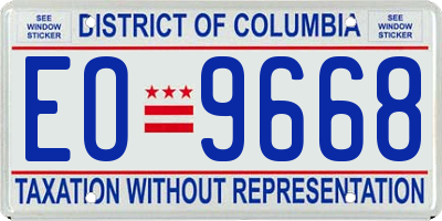 DC license plate EO9668