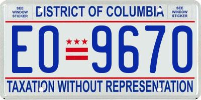 DC license plate EO9670