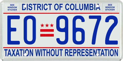 DC license plate EO9672