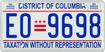DC license plate EO9698