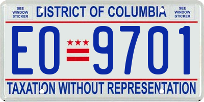 DC license plate EO9701