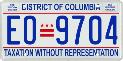 DC license plate EO9704