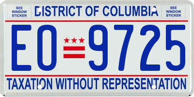 DC license plate EO9725