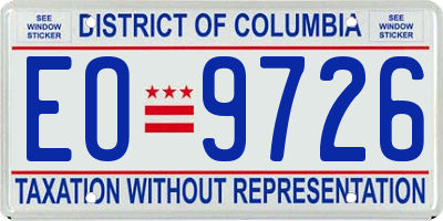 DC license plate EO9726