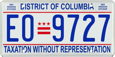 DC license plate EO9727