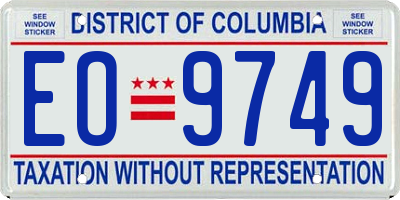 DC license plate EO9749