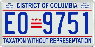 DC license plate EO9751