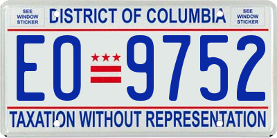 DC license plate EO9752