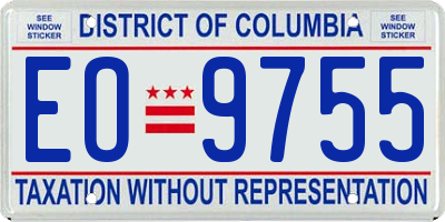 DC license plate EO9755