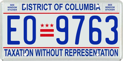 DC license plate EO9763