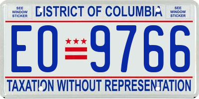 DC license plate EO9766