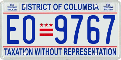 DC license plate EO9767
