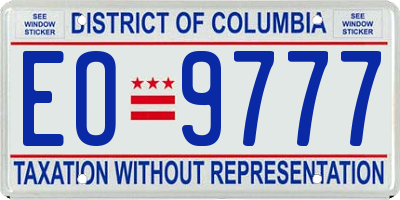 DC license plate EO9777