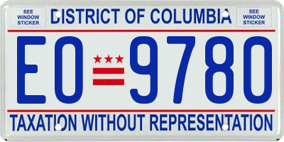 DC license plate EO9780