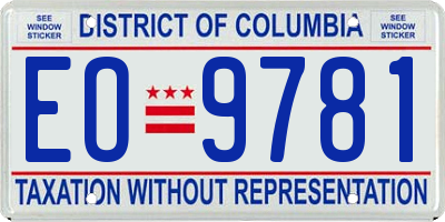 DC license plate EO9781