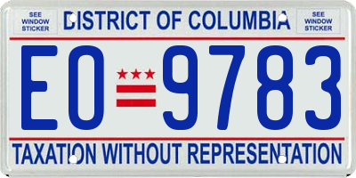 DC license plate EO9783