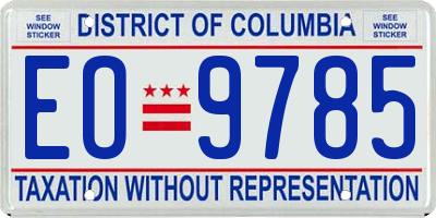 DC license plate EO9785