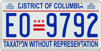 DC license plate EO9792