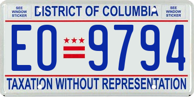 DC license plate EO9794