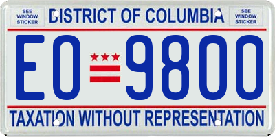 DC license plate EO9800