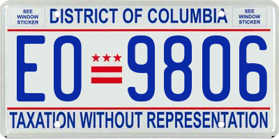 DC license plate EO9806